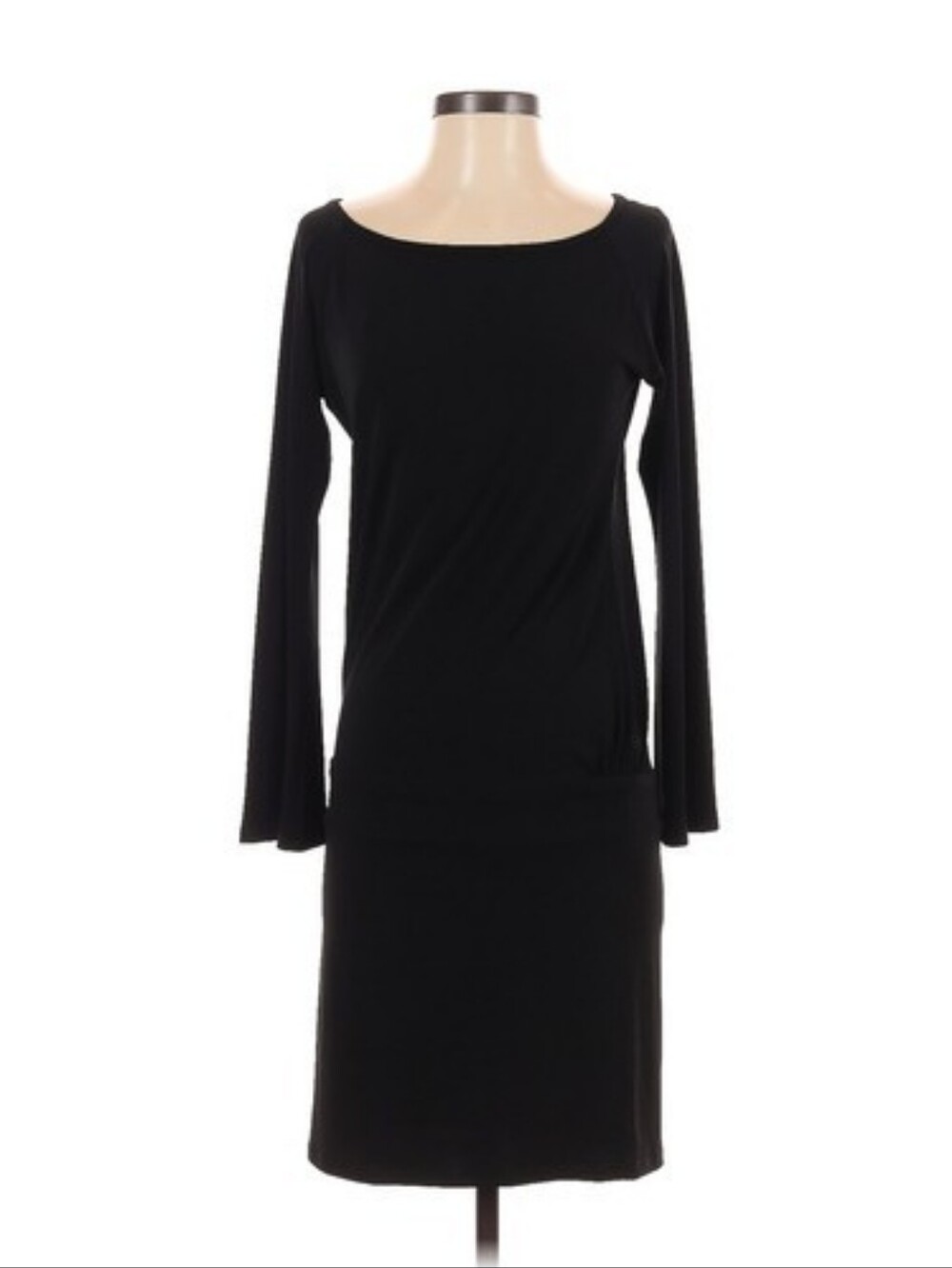 Moda International Black Long-Sleeve Boatneck Dress